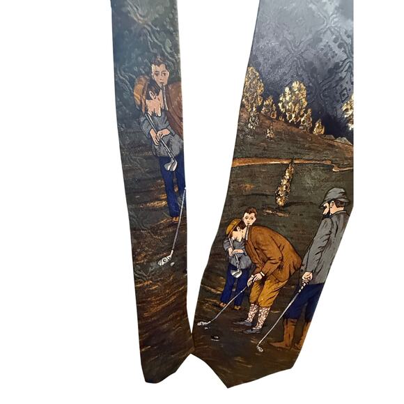 Domenico Franco Como Tie Golf theme Italian SILK tag$45 Men's nice - Picture 1 of 6